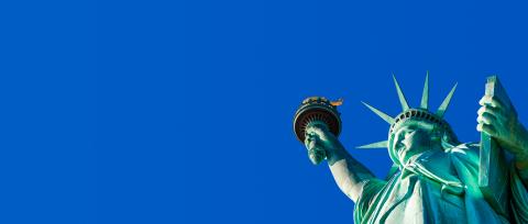 Statue of Liberty with blue sky