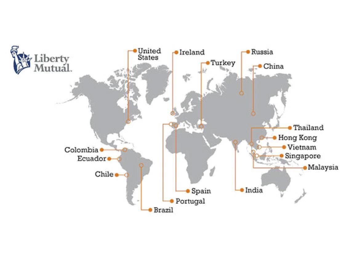 Map of Liberty Insurance presence in the world