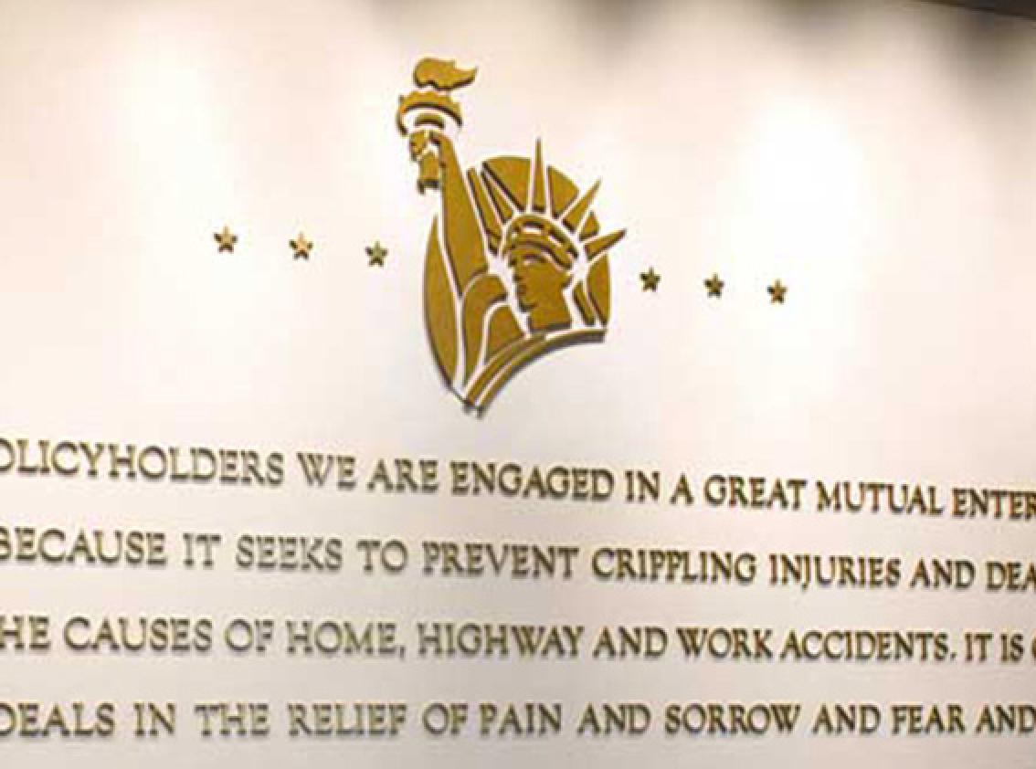 Liberty creed carved in the headquarters wall